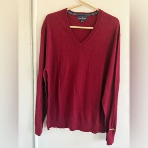 Brooks Brothers Merino Wool V-Neck Sweater size L with embroidered Yuengling